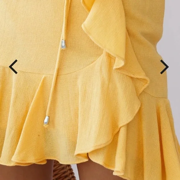 NWT Saints & Secrets Hart Flowy Chiffon Yellow Ruffle Mini Dress Yellow Sz Large - Picture 4 of 12